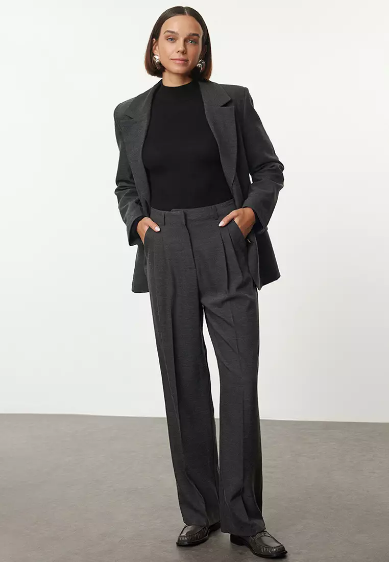 Limited Edition Black Straight Cut Pleated Pants