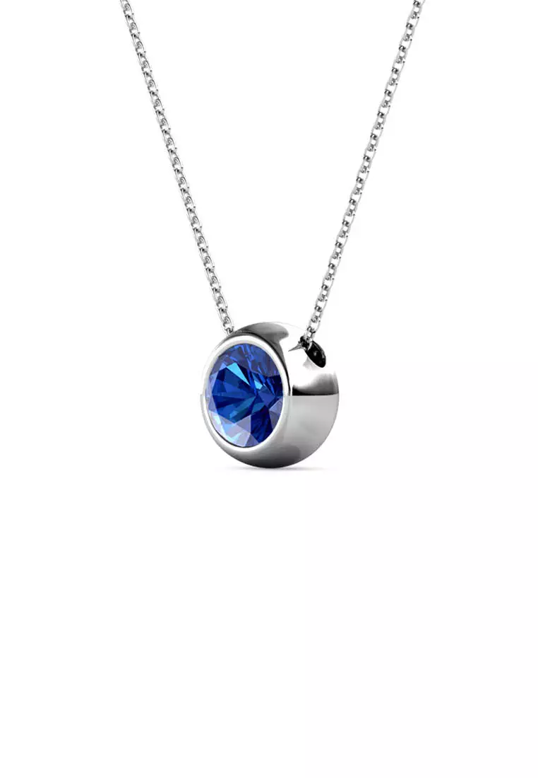 Her Jewellery Birth Stone Moon Pendant (September, White Gold) - Luxury Crystal Embellishments plated with 18K Gold