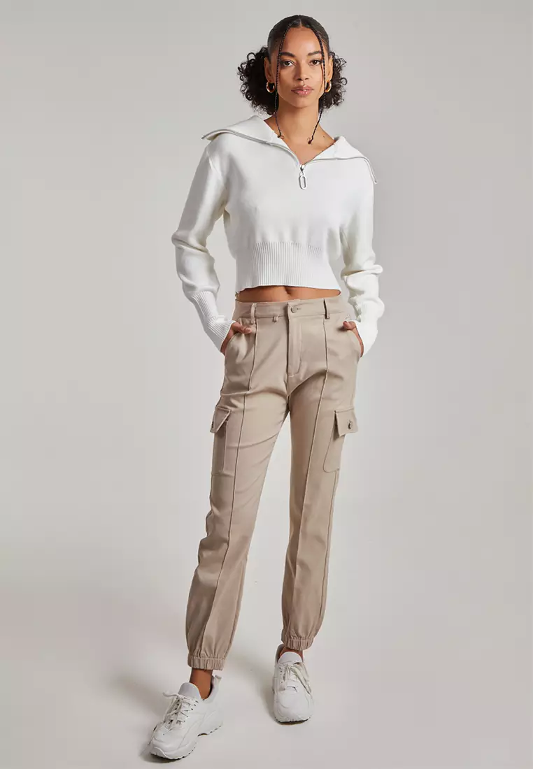 Pink Vanilla Stone Utility Stretch Cargo Trousers