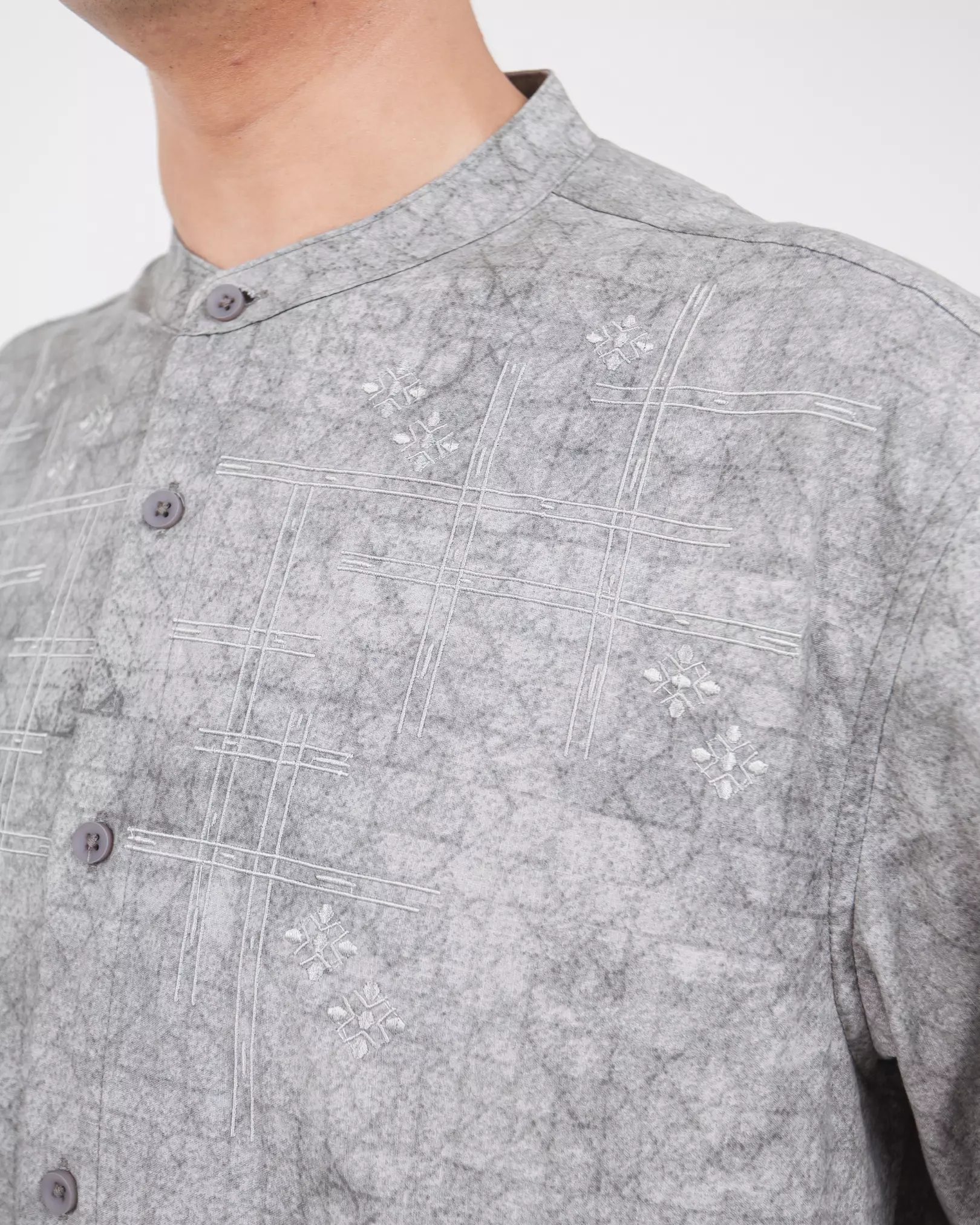 AMK Kemeja Koko Pria Lengan Panjang KK Taha S/s Grey