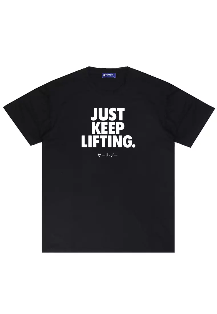 MTX47 Kaos Tema Gym Pria Instacool "just keep lifting" hitam