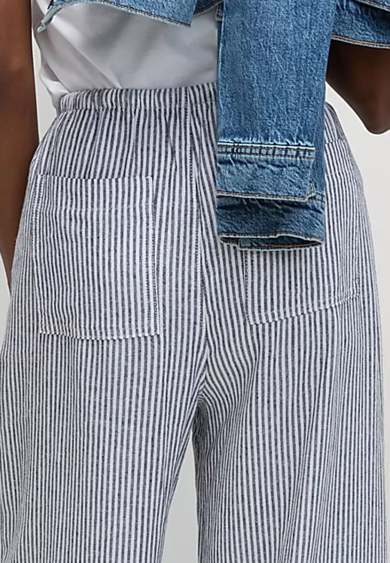 Linen Blend Wide Leg Trousers