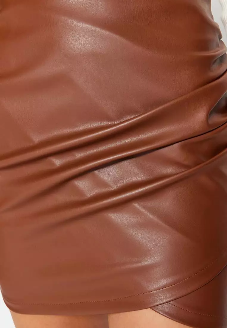 Draped High Waist Fitted Mini Skirt