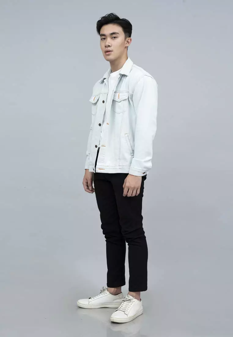 Jaket Jeans Pria Polos Tebal Dilan Jaket Biru Terang