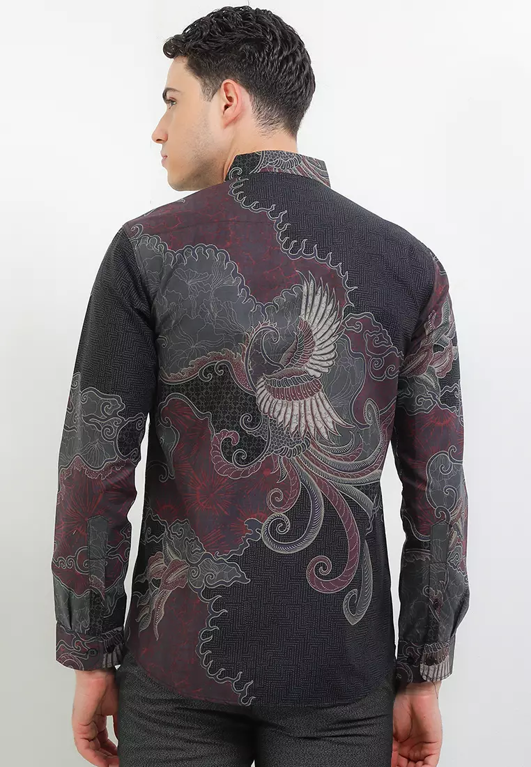 BATIK TALENTA EXCLUSIVE Lengan PANJANG slimfit SAYAB MAROON