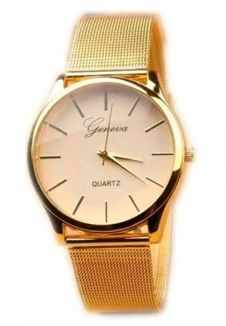 Geneva Jam Tangan Kasual Analog Strap Tali Material Stainless Steel PQ12 ORIGINAL