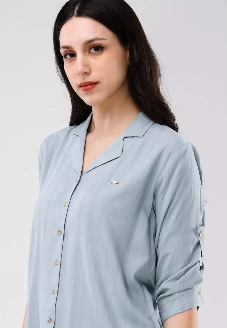 Woven Textured 3/4 Blouse