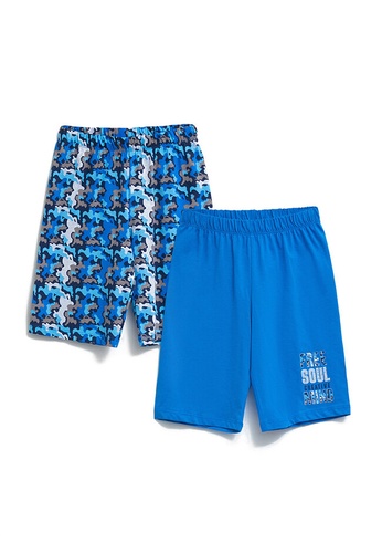 LC WAIKIKI blue Cotton Boy Pajamas Shorts 2-Pack 33321KAA28B8AAGS_1