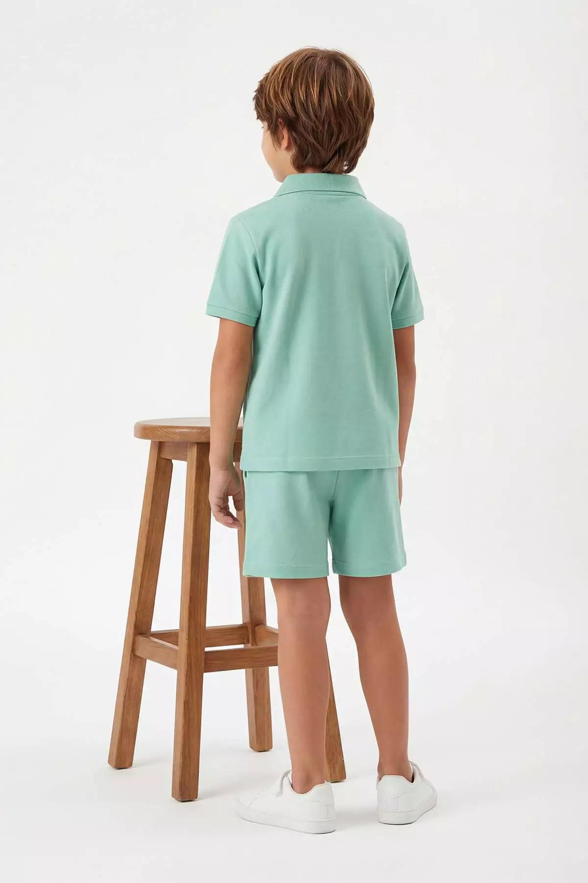 Green Boy'S Plain Knitted Holiday Outfit - Top And Bottom Set Tkdss26Au00034