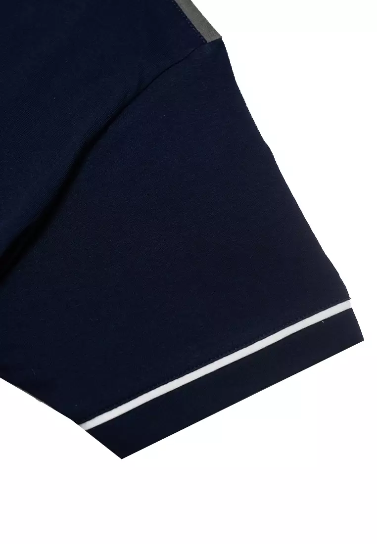 Ryusei Kaos Pria Fujiharu Button CMB Navy