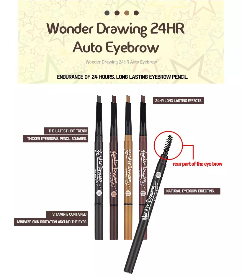 Holika Holika Wonder Drawing 24hr Auto Eyebrow - 01 Grey Black