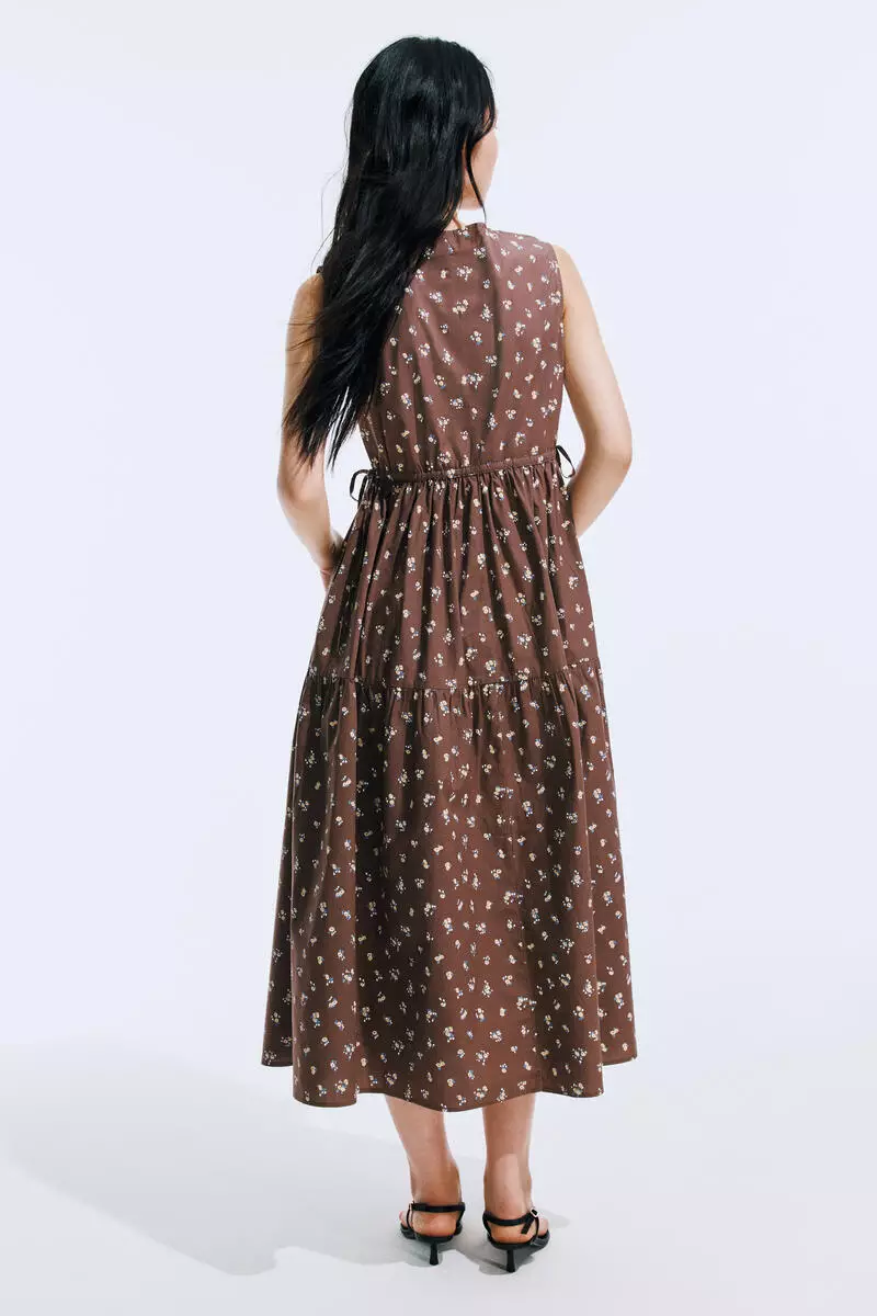 Drawstring-detail cotton dress