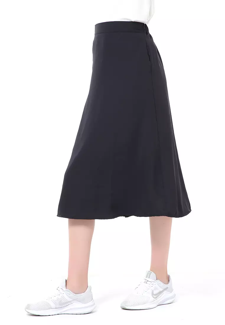 Trisha Rok Midi Wanita Model A-Line Simple Palin Motive Material Crepe ORIGINAL - Black