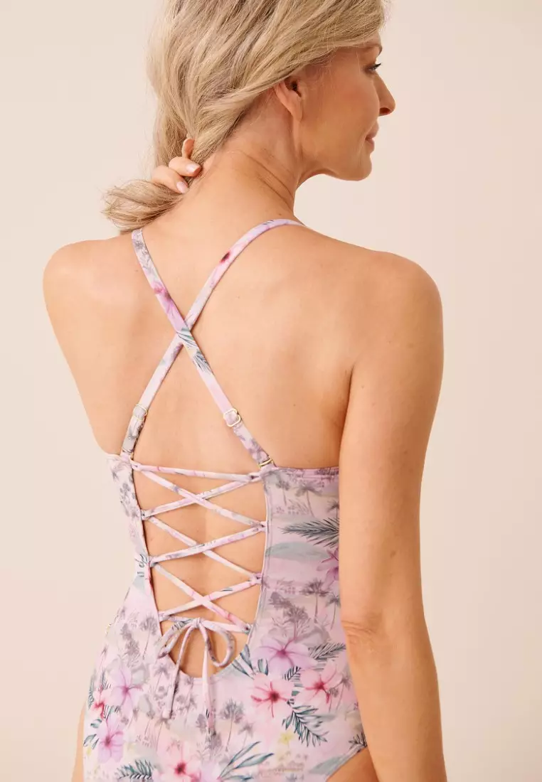Island Blush Crossed Back One-Piece Swimsuit
