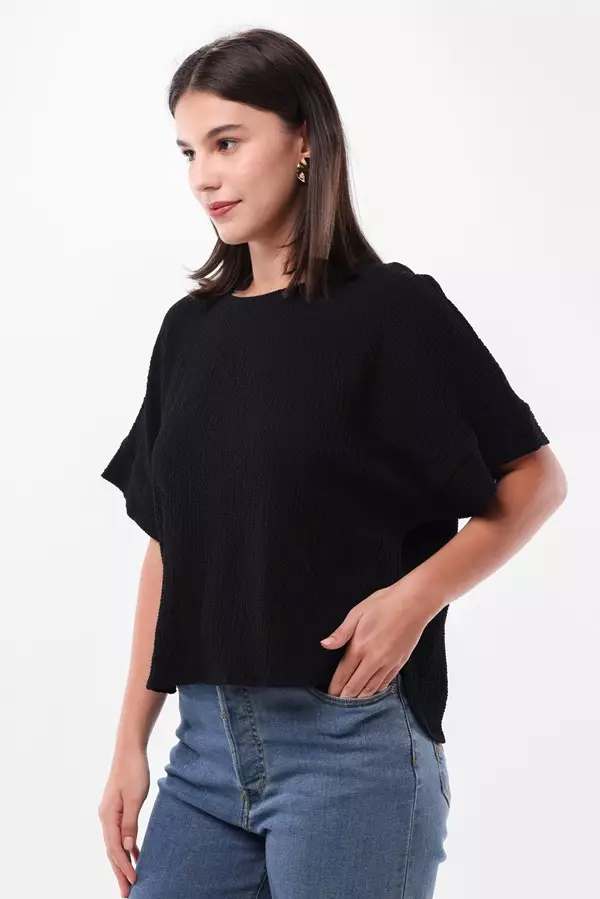 Minimal Bambi Batwing Crop Top - Black