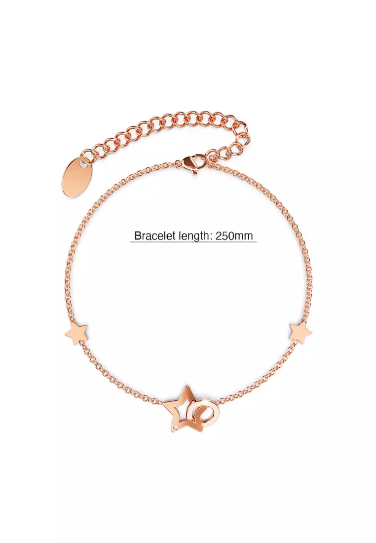 Guiding Stars Bracelet in Rose Gold Plated Titanium with Genuine 0.005ct Diamond