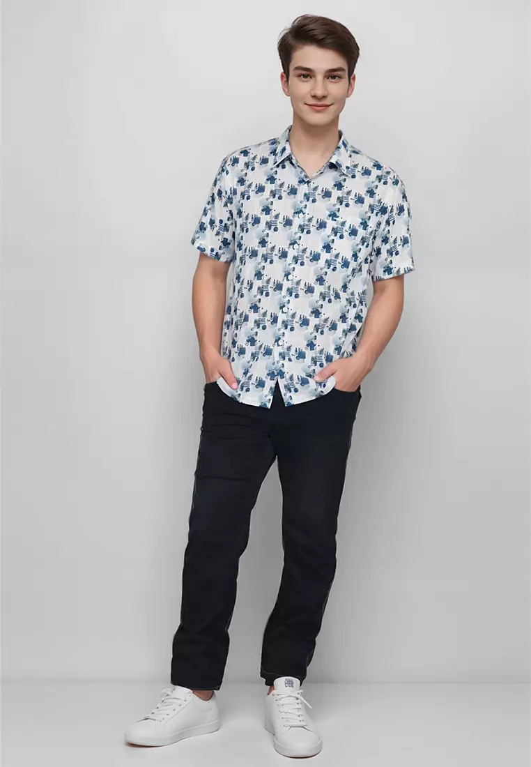 Crocodile CICO 2033 Blue - Men Shirt Kemeja Lengan Pendek - Relax Fit