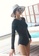 Sunnydaysweety black Lace Long-Sleeved Conservative One-Piece Swimsuit A21071414 76216USED4682DGS_5