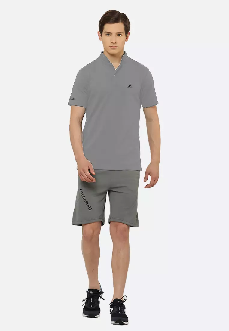 Grey Luxe Men's Athleisure Chinese Collar Designer Tee