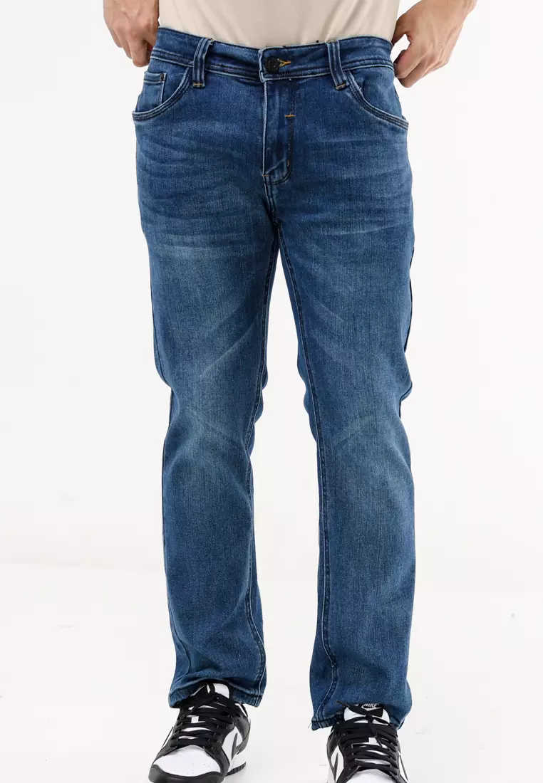 Denim Long Pants Slim Tapered Fit Stretch