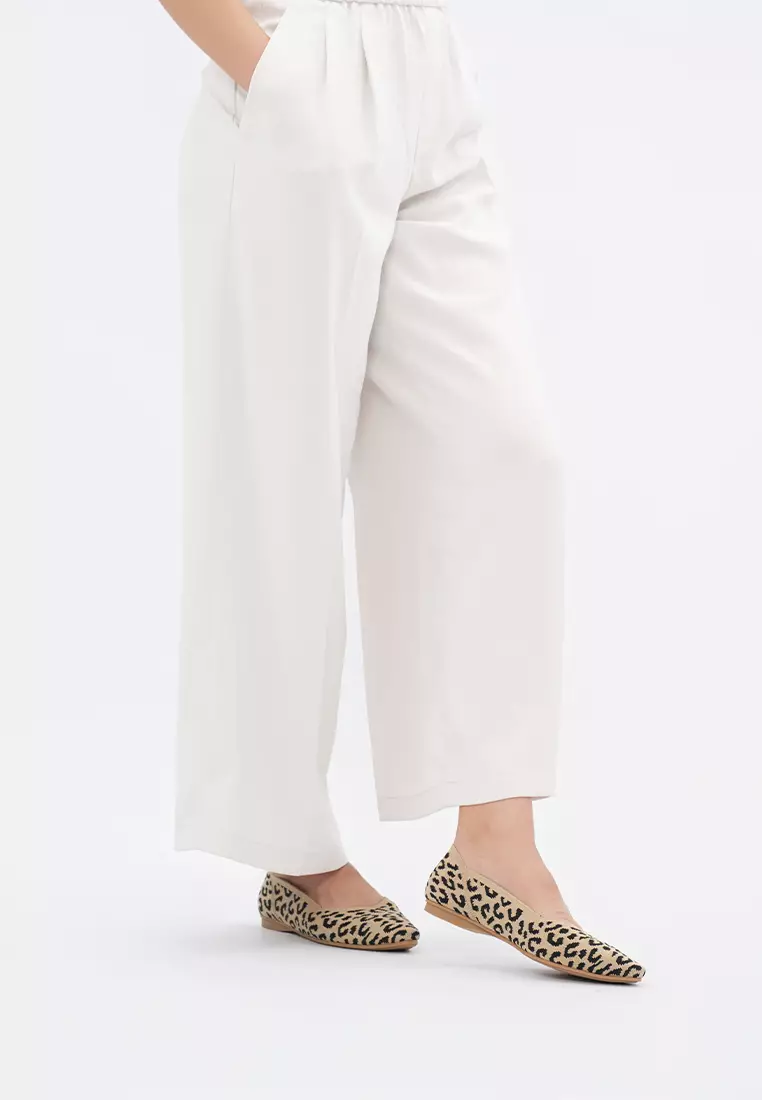 LEOPARD PRINT FLY KNIT FLAT BALLERINA飞织豹纹舒适平底芭蕾鞋