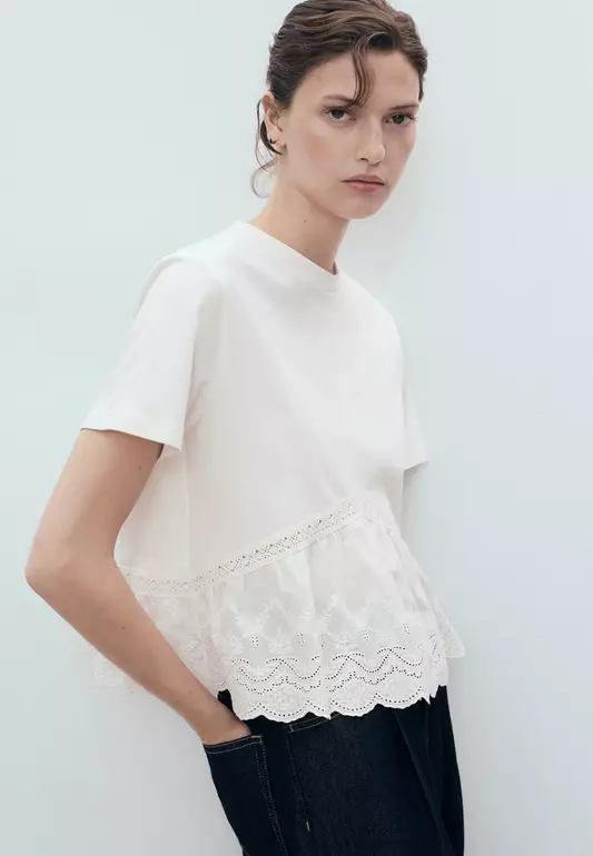 Embroidered Ruffle Top