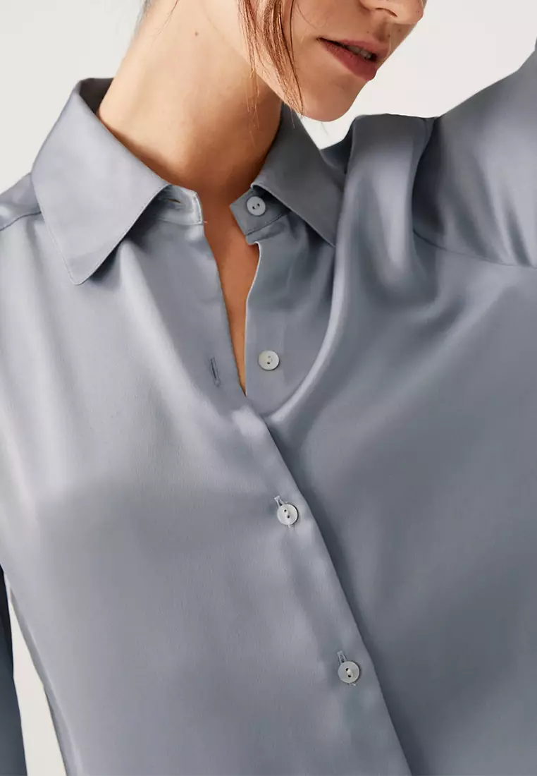 Satin Collared Long Sleeve Shirt