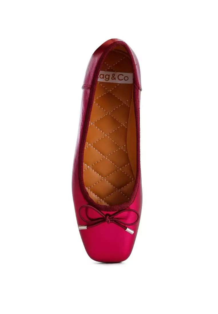 Fuchsia Metallic Pleather Bow Ballerinas