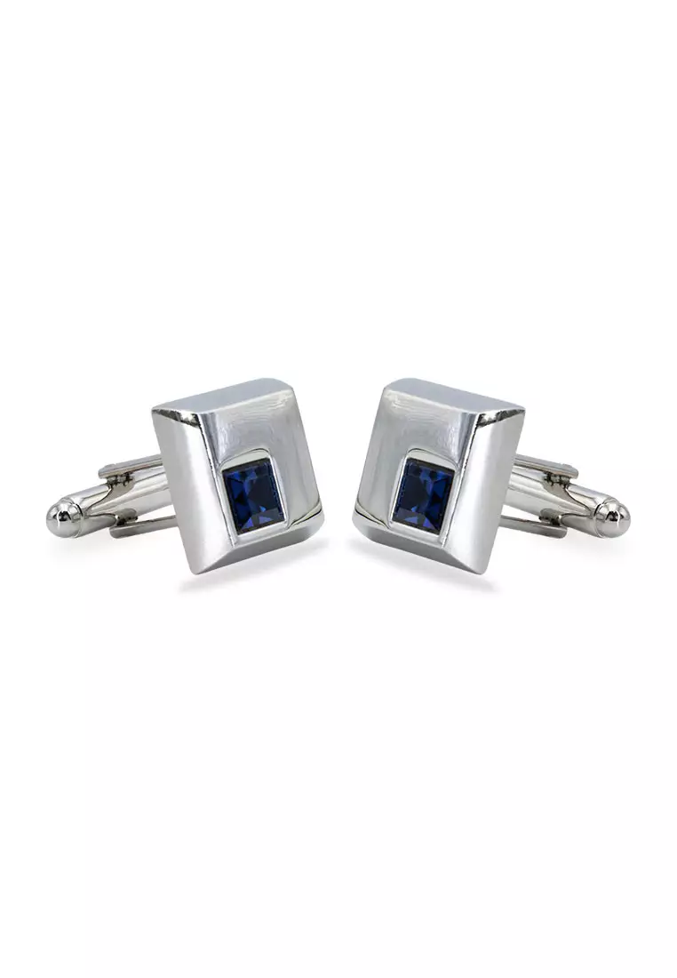 Palmira Chrome Blue Diamonte Cufflink