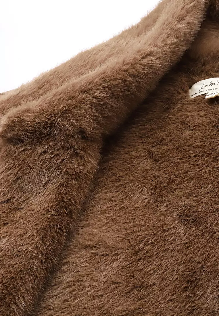 Unisex Faux Fur Jacket in Chocolate