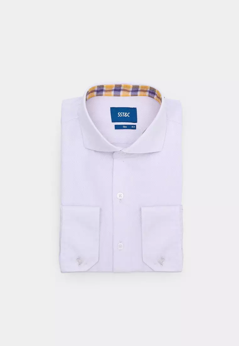 Purple Textured Slim Shirt