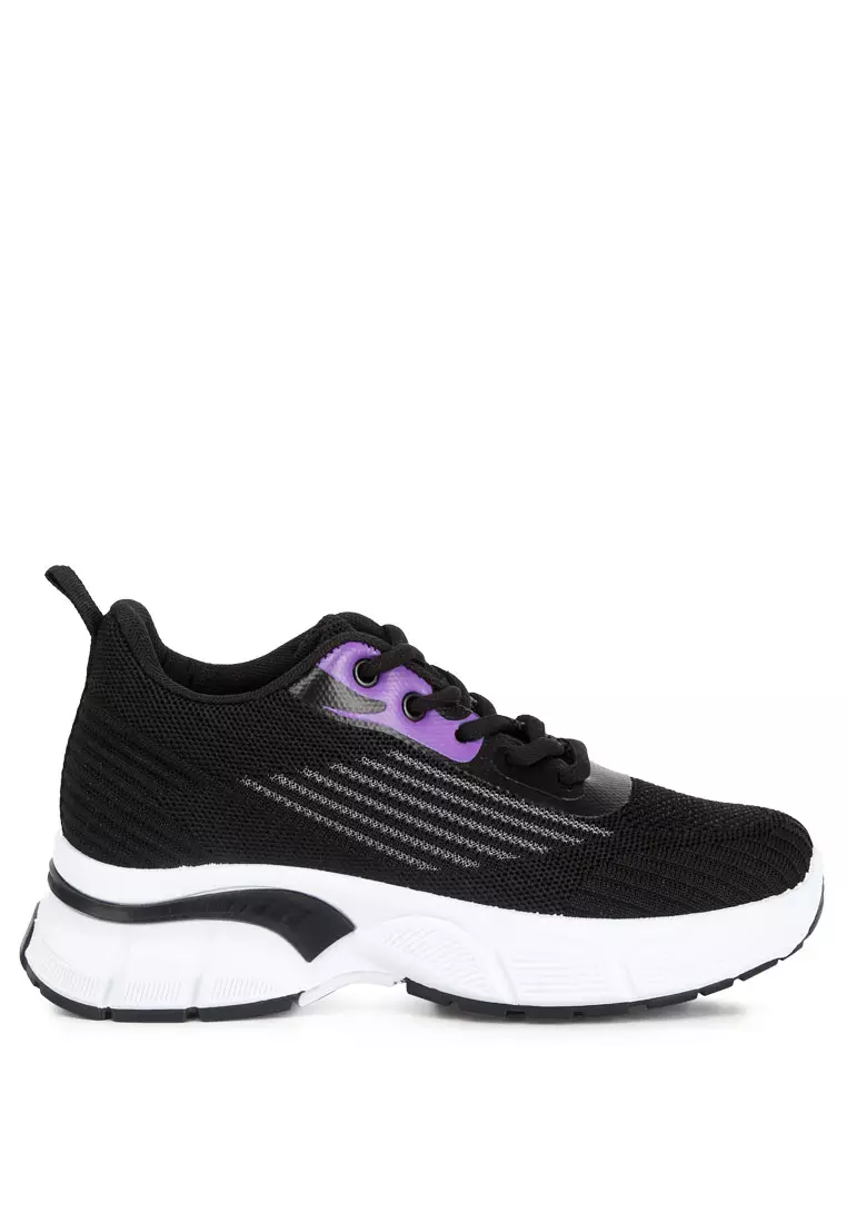 Discount on London Rag  shoes - SKU: Black Knitted Chunky Sneakers