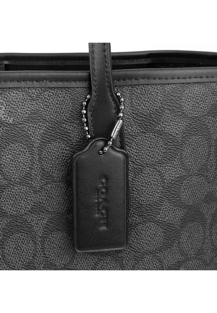 City Tote Bag In Signature Canvas - Charcoal Black