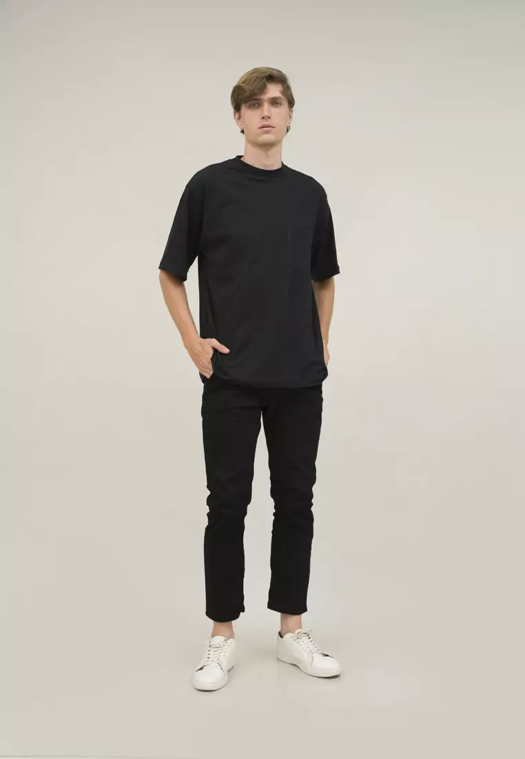 Kaos oversized hitam t shirt rhode island unisex pria houseofcuff