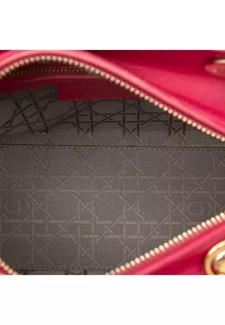 Pre-Loved Dior Medium Lambskin Cannage Lady Dior