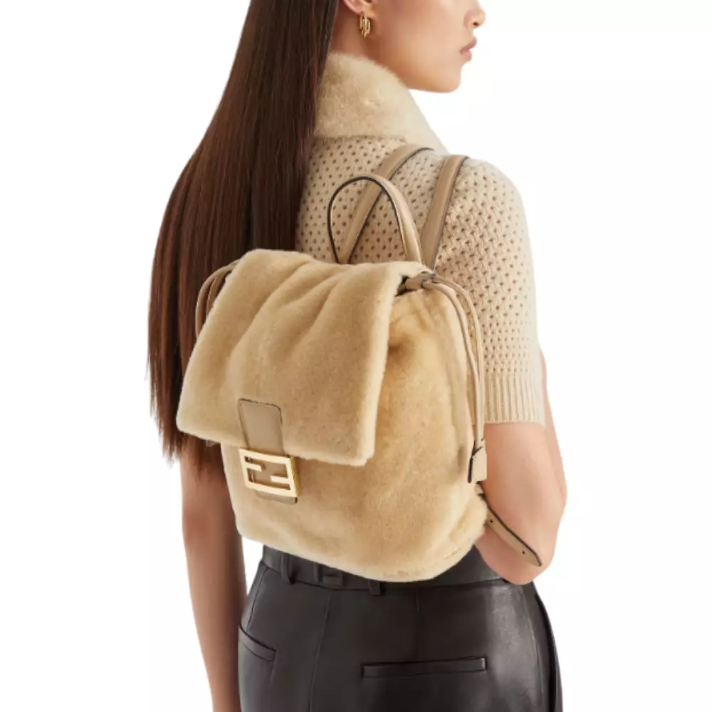 FF Backpack Fur Shearling Beige