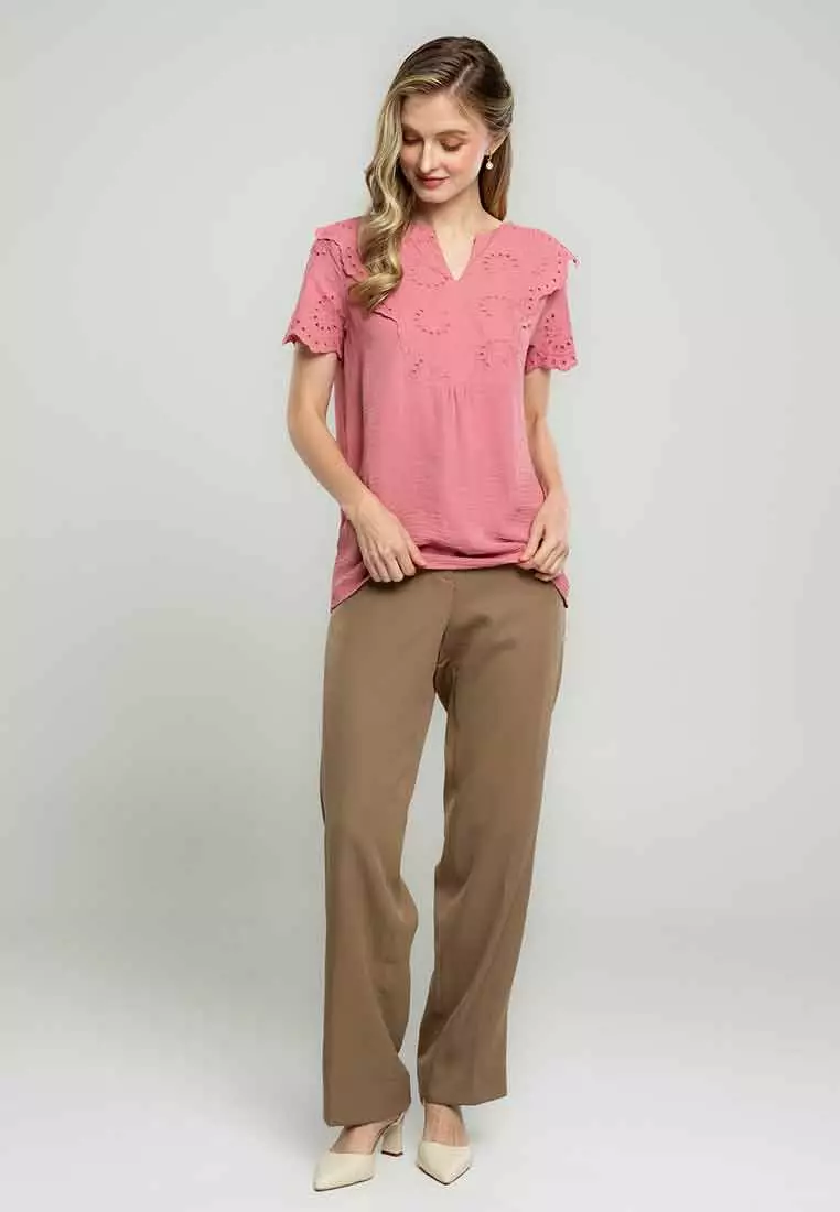 Imani Eyelet Embroidered Linen Blouse