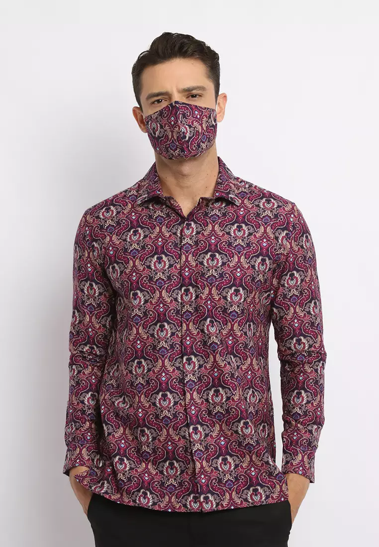 MAGINOT TADYA PURPLA Batik Slim Fit Lengan Panjang