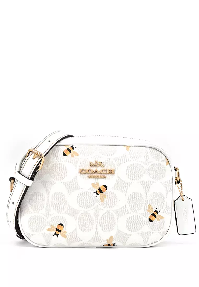 Buy Coach Coach Mini Jamie Camera Bag In Signature Canvas With Bee Print Glacier White Online