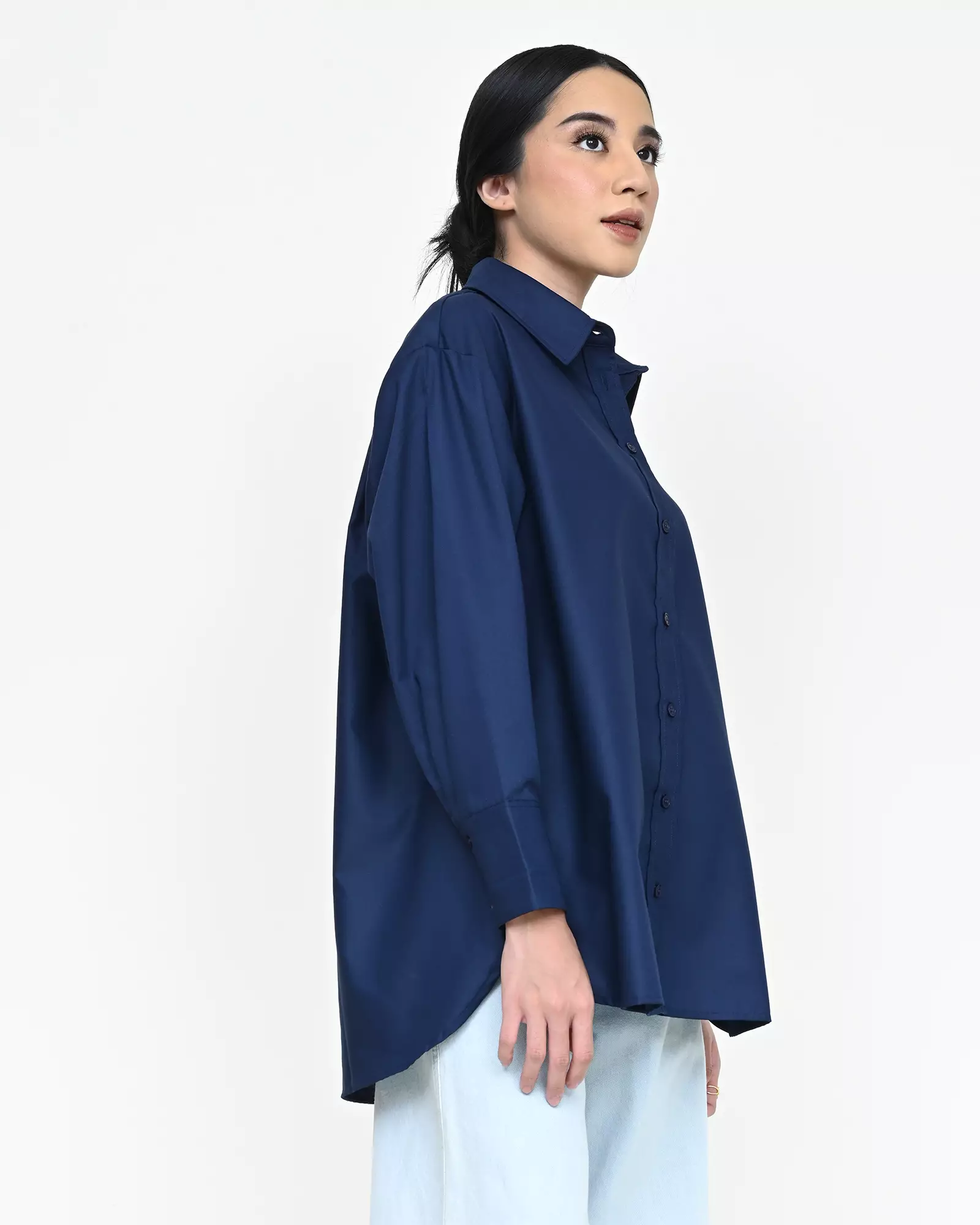 Geulis.id PIPER SHIRT / KEMEJA OVERSIZE WANITA - NAVY