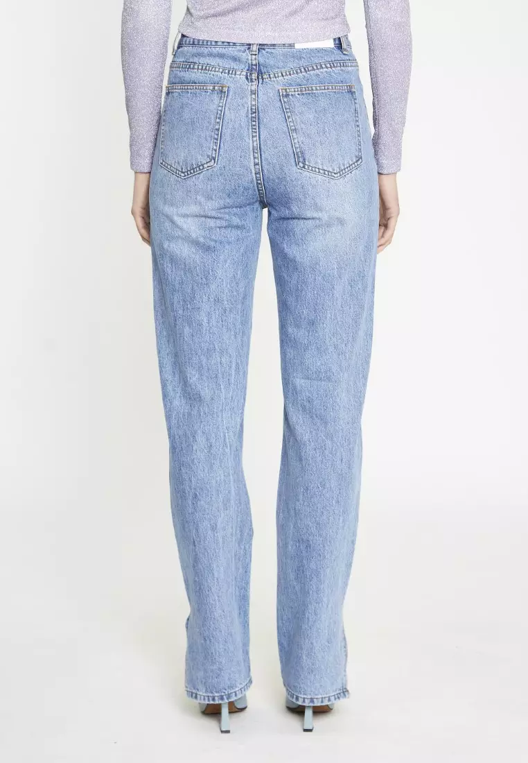 Mid Stonewash Side-Split Jeans