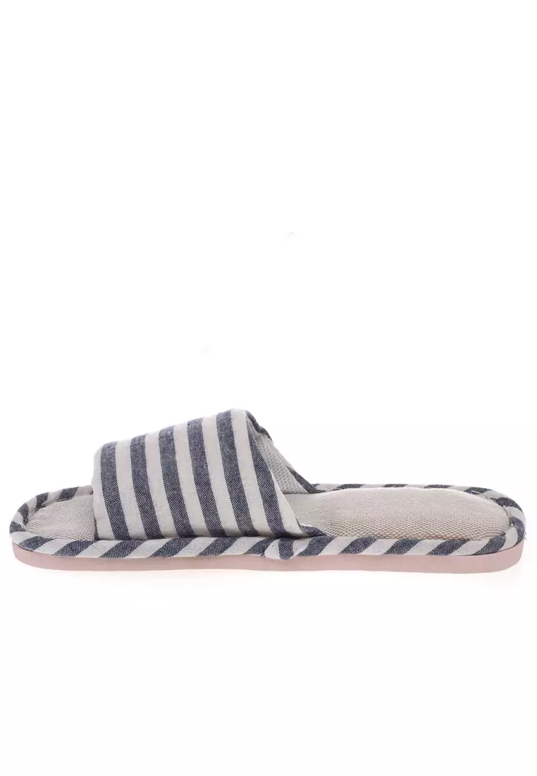 Asher Sandal Selop Wanita Comfy Kain Indoor Size 40/41 Material Linen ORIGINAL - Blue