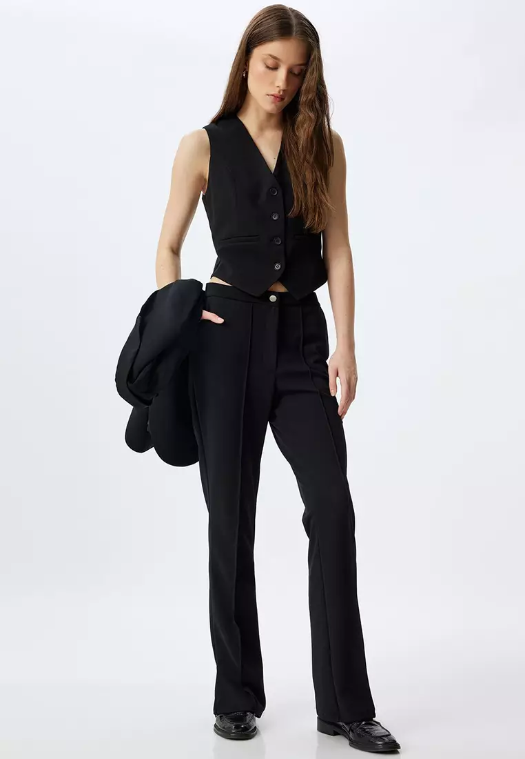 Blazer Jacket Buttoned V Neck Slim Fit Crepe Scuba Fabric