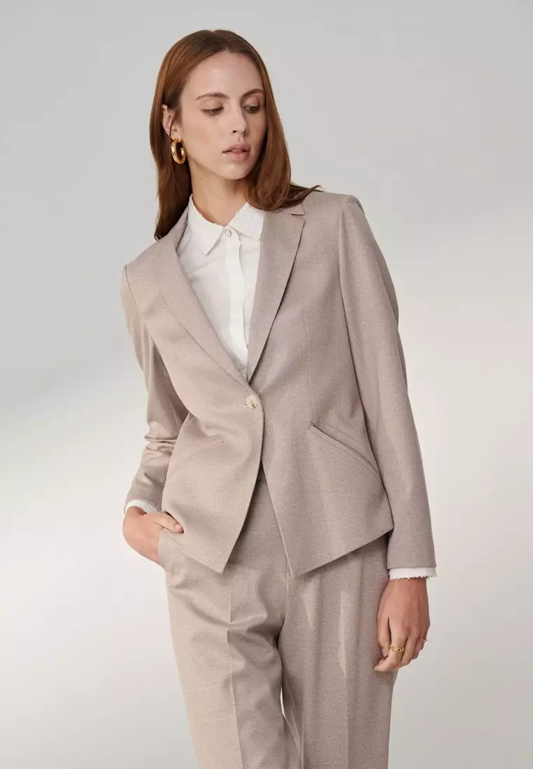 Light Khaki Twill Stretch Jersey Notch Lapel Suit