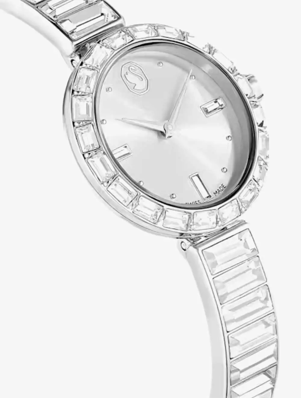 Matrix Bangle Watch, Swiss Made, Crystal Bracelet, Silver Tone, Stainless Steel - Silver