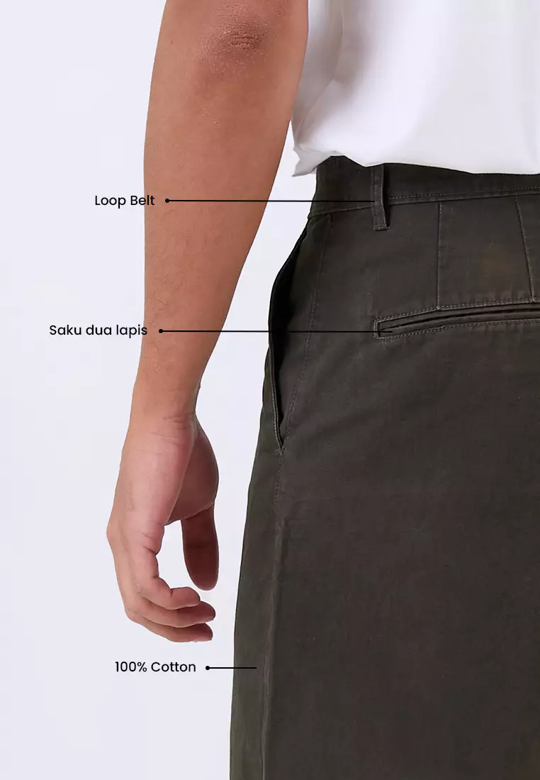 MANZONE - Celana Panjang Chinos Pria Barvol 08 Comfort Fit - Olive