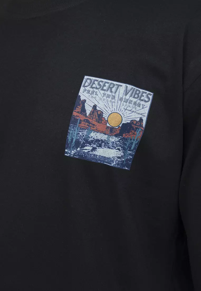 Kaos cotton combed lengan panjang pria hitam houseofcuff desert vibes