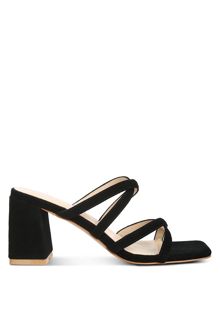 Black Strappy Casual Block Heel sandals