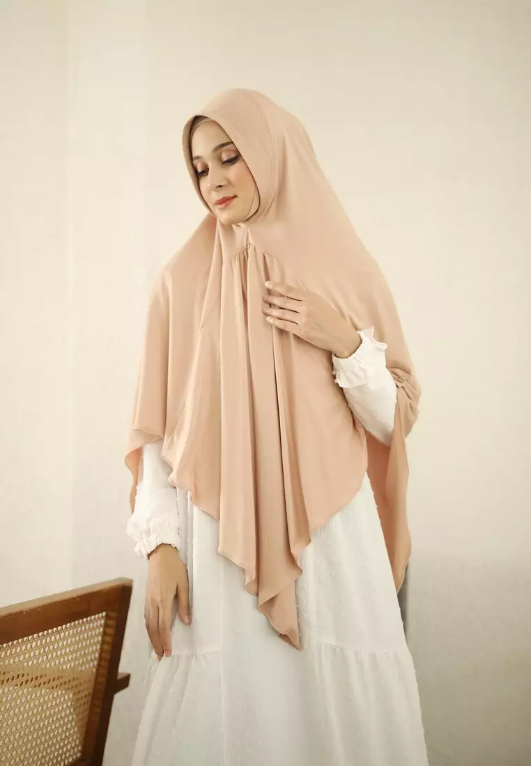 Cotton Bee - Syahfani Bergo | Hijab Instan | Bergo Umrah Hajj - Royal Peach