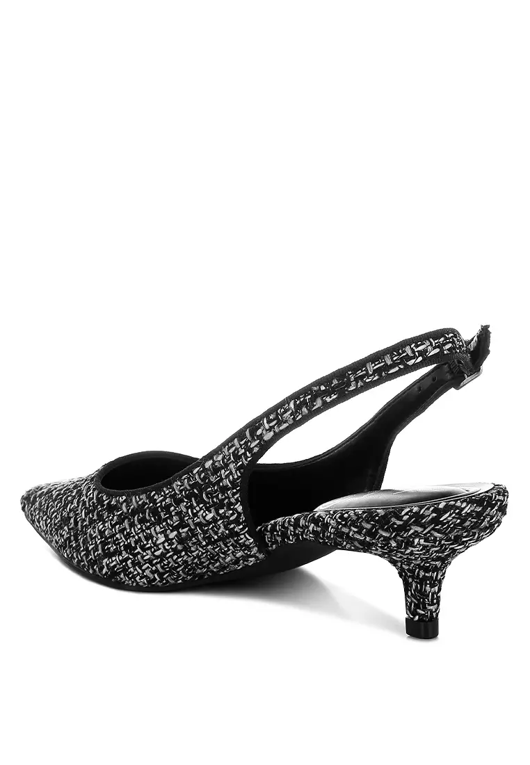Sepatu Pumps Boucle Slingback Warna Hitam